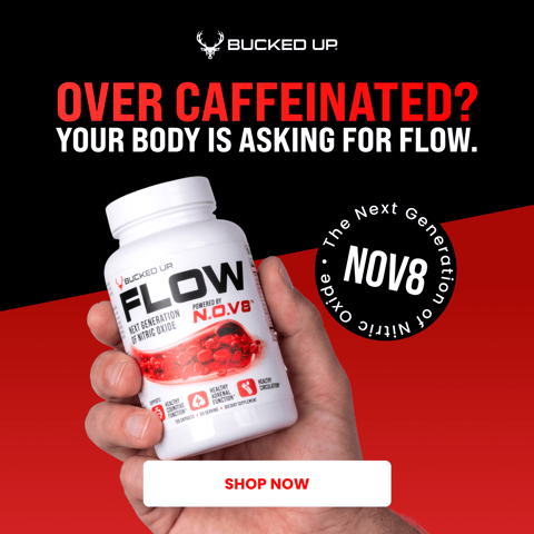 Bucked Up FLOW nitric oxide supplement powered by NOV8, for users feeling over-caffeinated